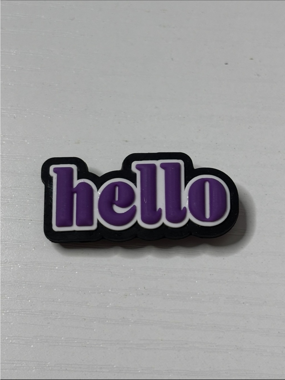 Purple 'hello' Silicone Shoe Charm